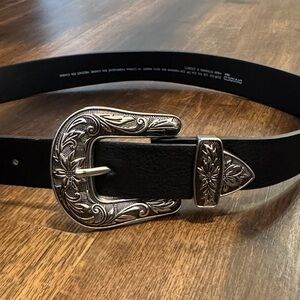 Divided Black Belt with Silver Buckle